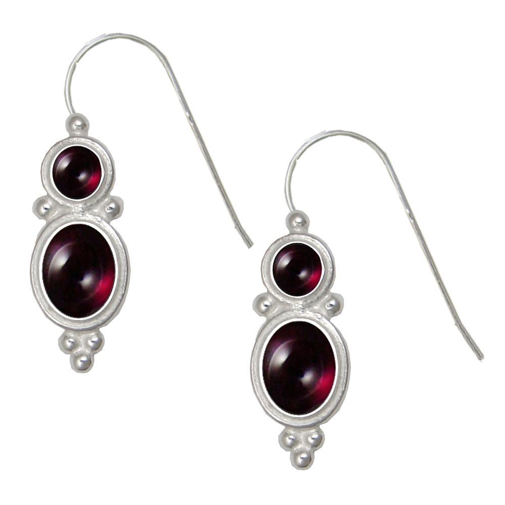 Sterling Silver Drop Dangle Earrings Garnet